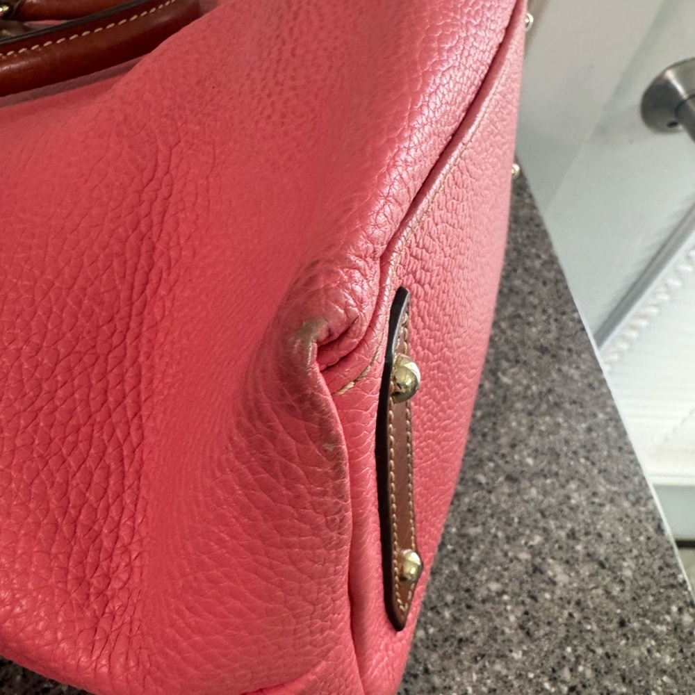 Dooney & Bourke Pink Satchel with Brown Accents - Picture 5 of 11